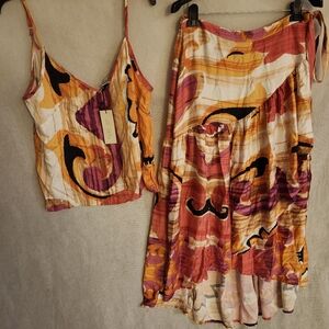 Rachel Zoe Women Two Piece Wrap Skirt & Top Set Sz L